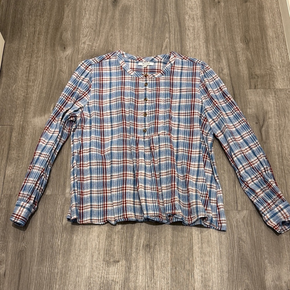 Madewell Blue and Red Plaid Shirt